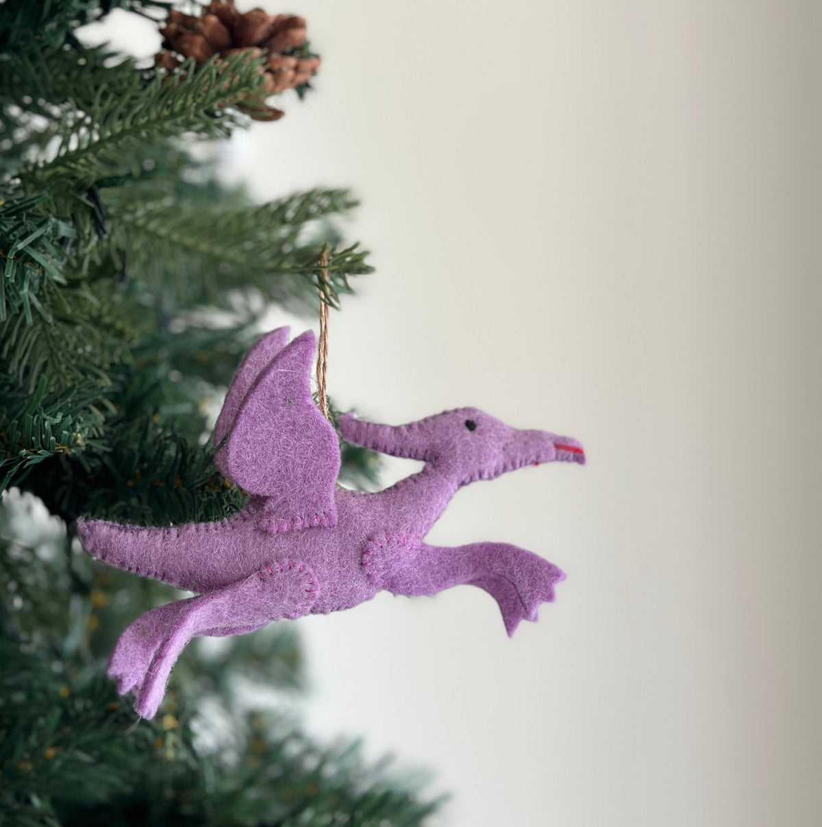 Felt Dinosaur Ornament - Purple Pterosaur