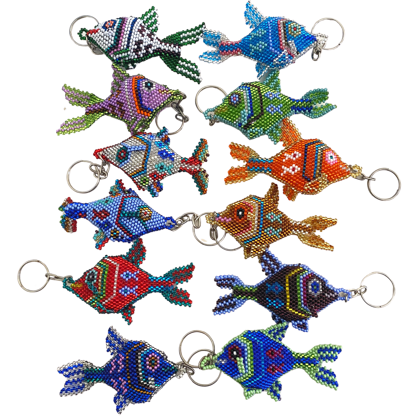 A Fish Seed Bead Keychain - Guatemala