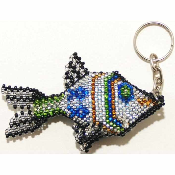 A Fish Seed Bead Keychain - Guatemala