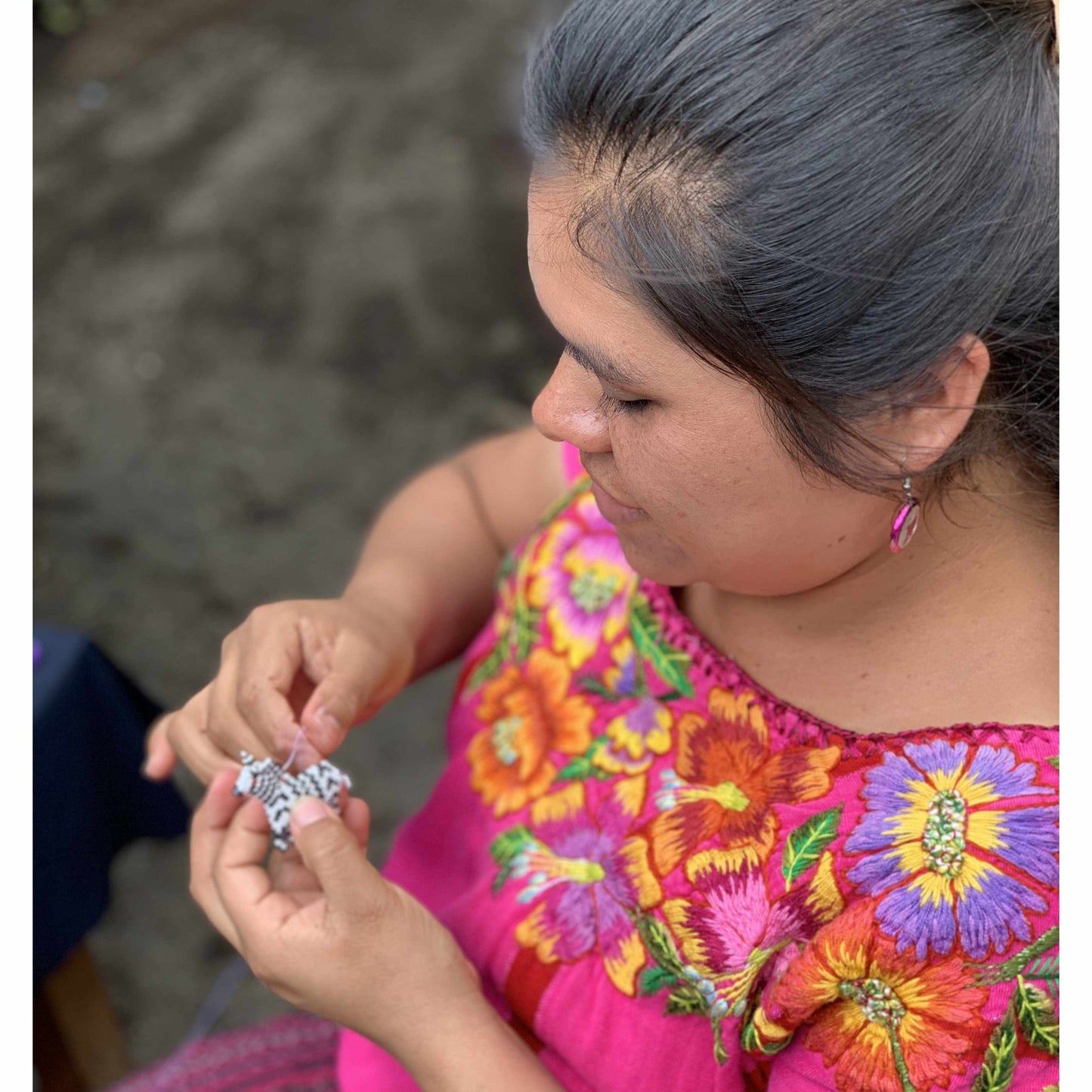 A Fish Seed Bead Keychain - Guatemala