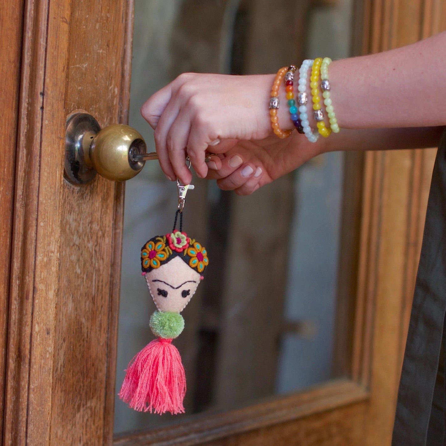 Frida Kahlo Embroidered Keychain / Zipper Pull - Mexico