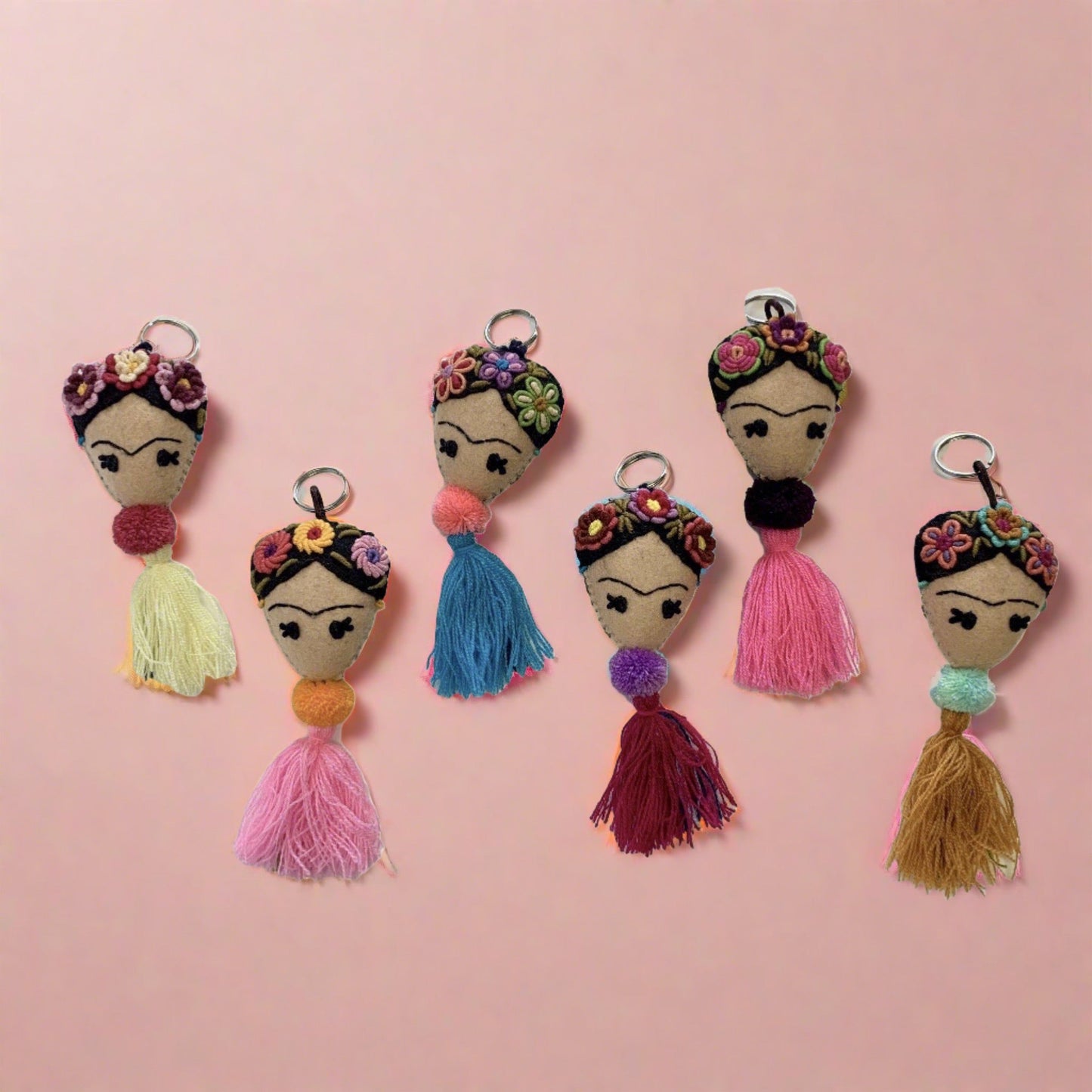 Frida Kahlo Embroidered Keychain / Zipper Pull - Mexico