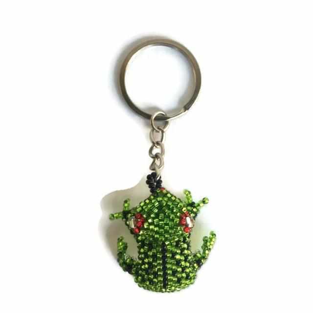 Frog Seed Bead Keychain - Guatemala