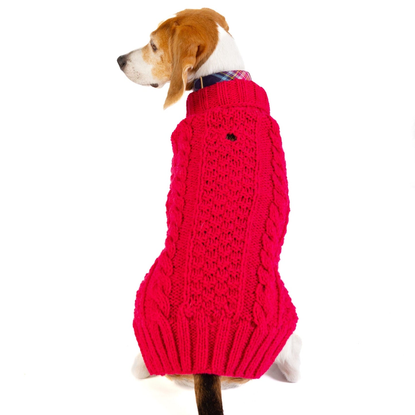 Hot Pink Alpaca Cable Knit Dog Sweater