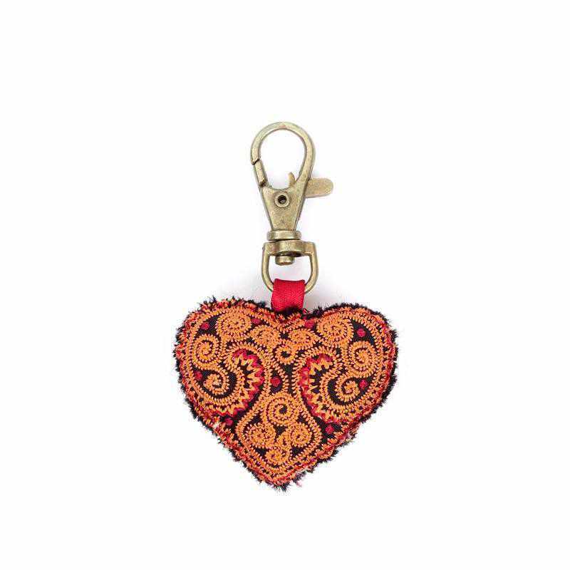 Heart Hmong Embroidered Zipper Pull | Keychain - Thailand