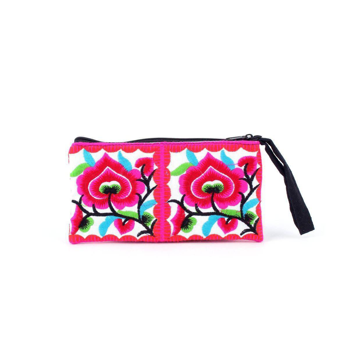 Hmong Embroidered Rectangle Small Wristlet Assorted - Thailand