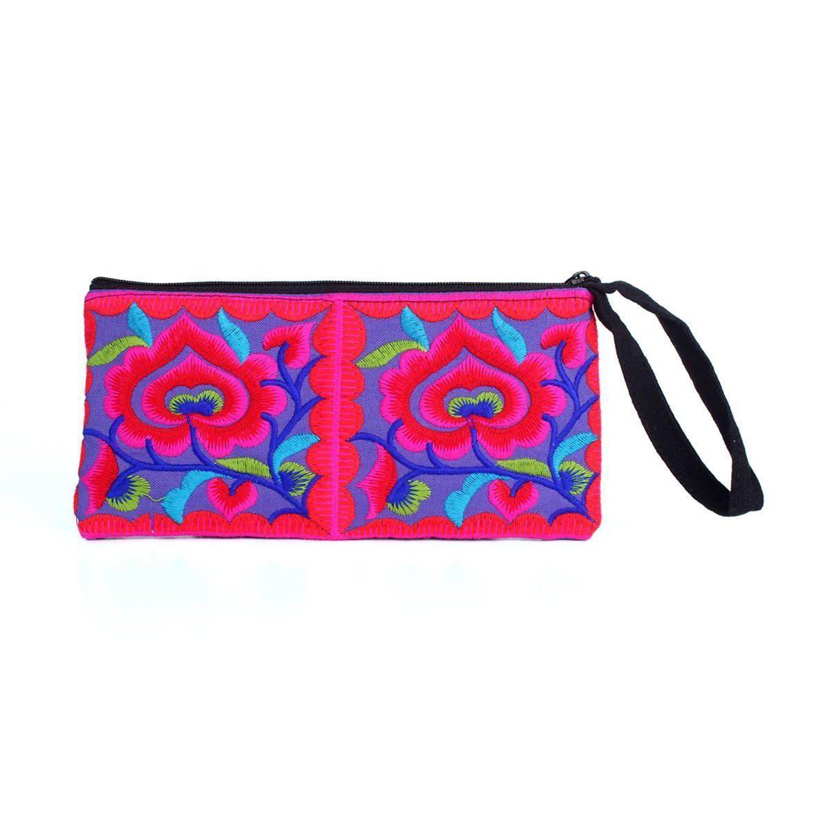 Hmong Embroidered Rectangle Small Wristlet Assorted - Thailand