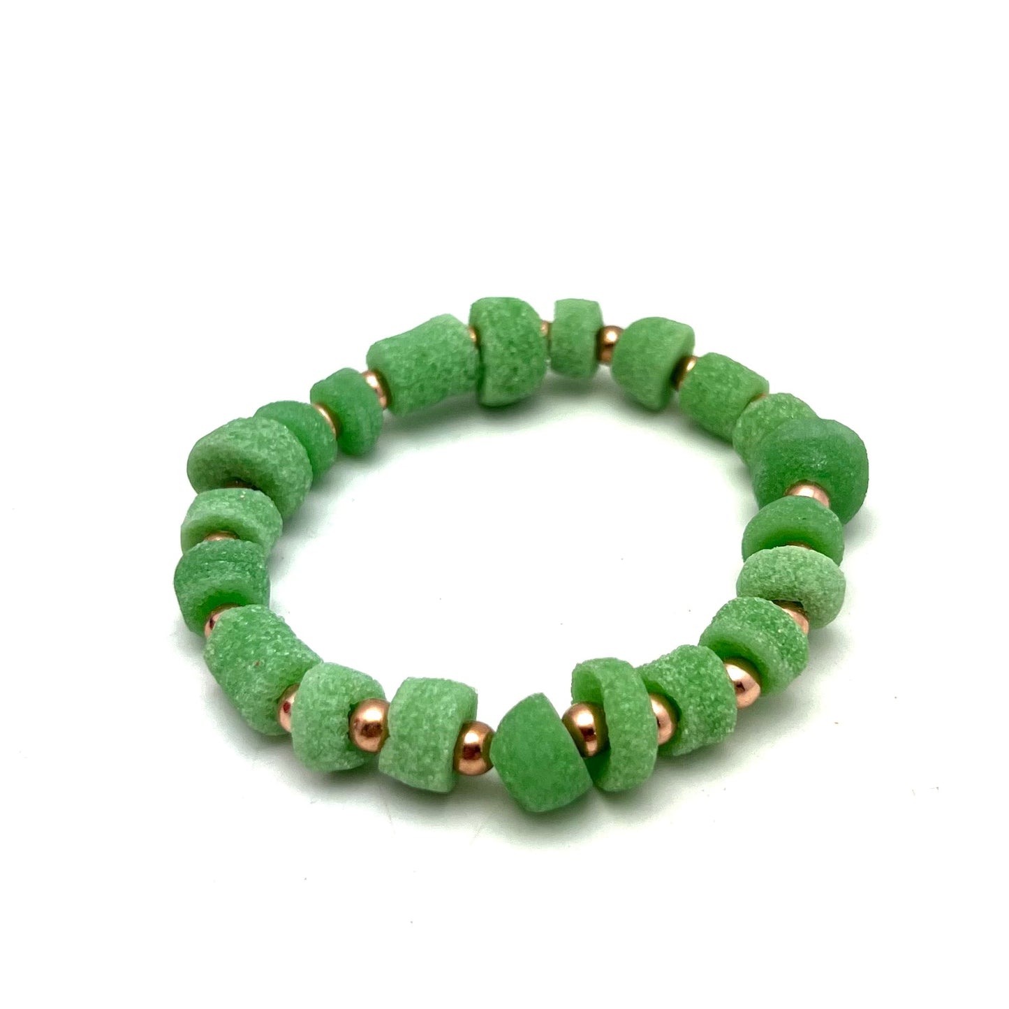 Green Glass and Rose Gold Bracelet