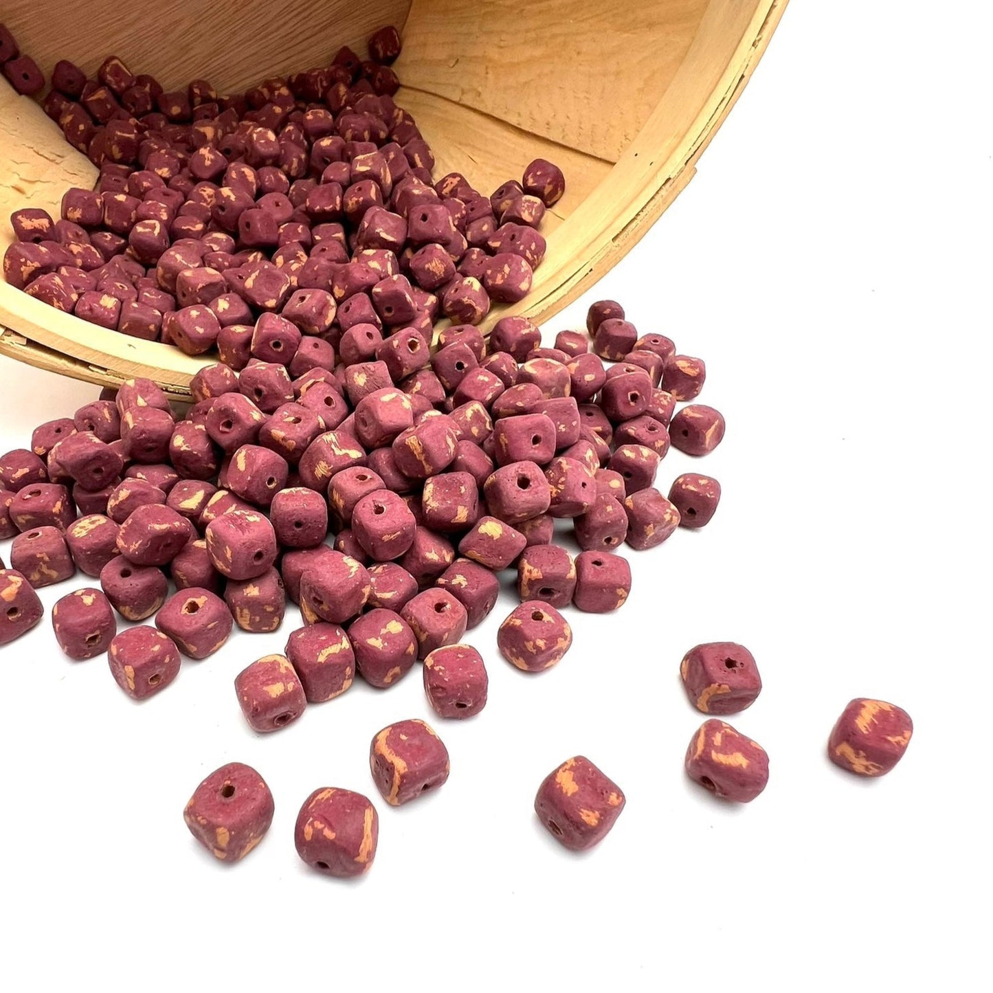 Bulk Beads - Painted Raspberry Crumble