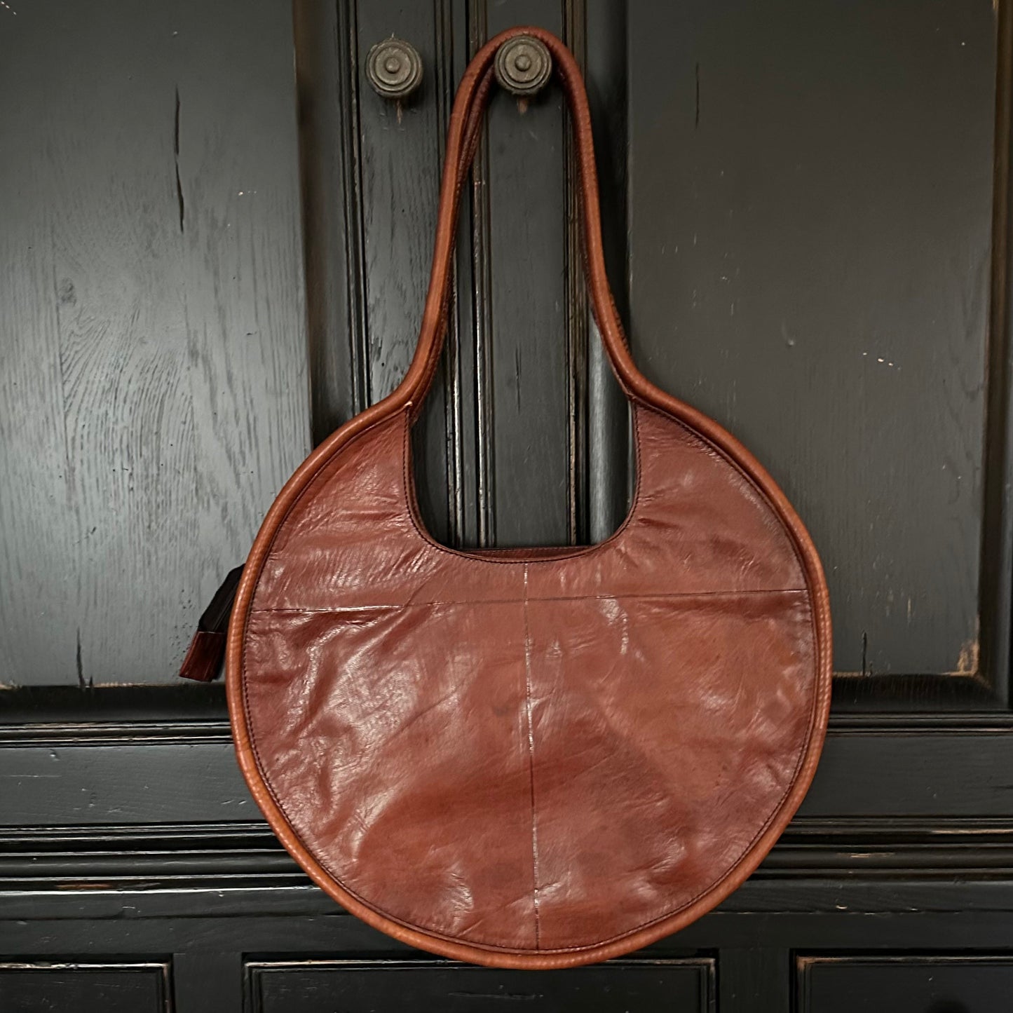Leather Circle Purse (Cognac)