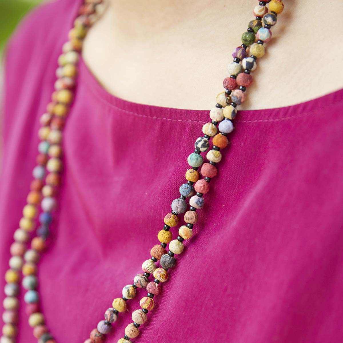 Kantha Bead Long Necklace