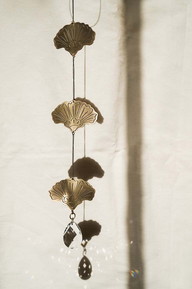 Cascade Floral Engraved Brass Suncatcher