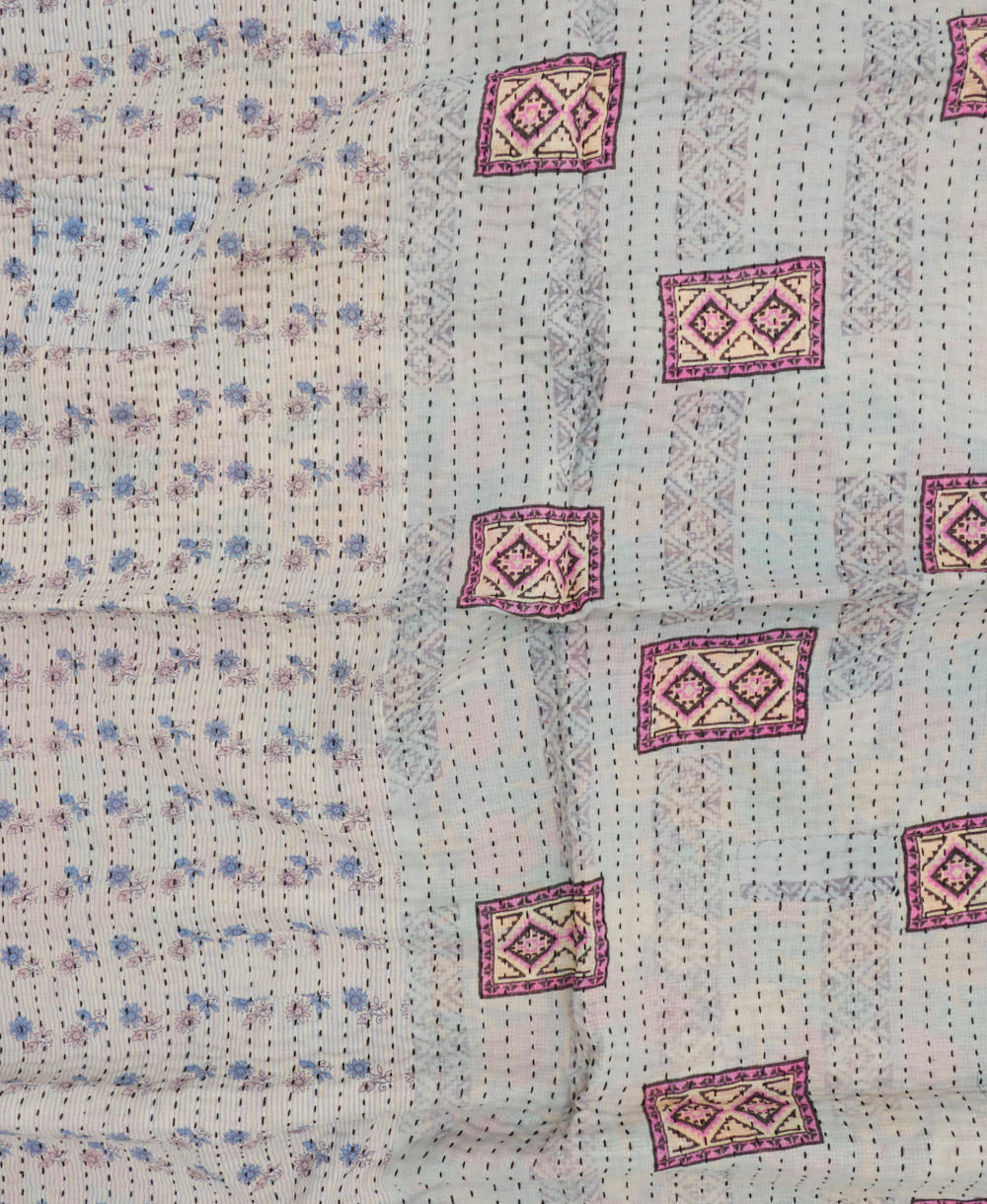 A Small Kantha Quilt Throw - No. 240823