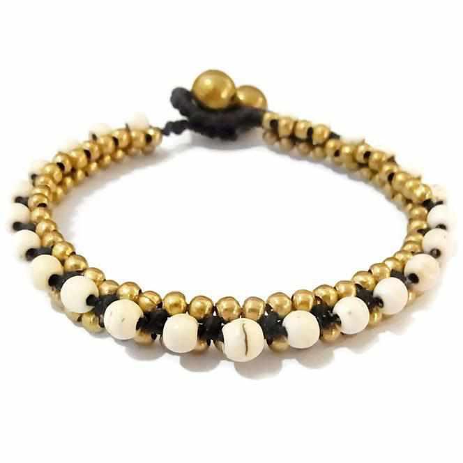 Stackable Bracelet with Brass Beads - Thailand