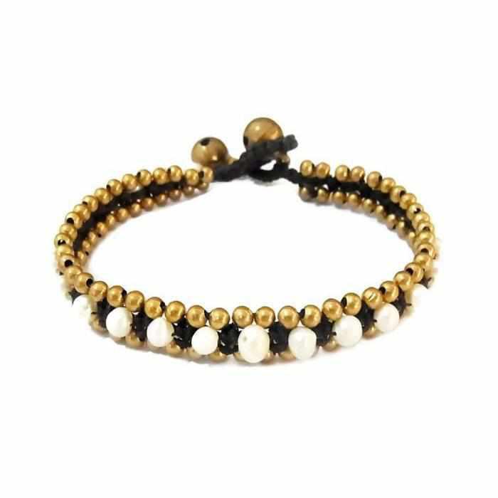 Stackable Bracelet with Brass Beads - Thailand