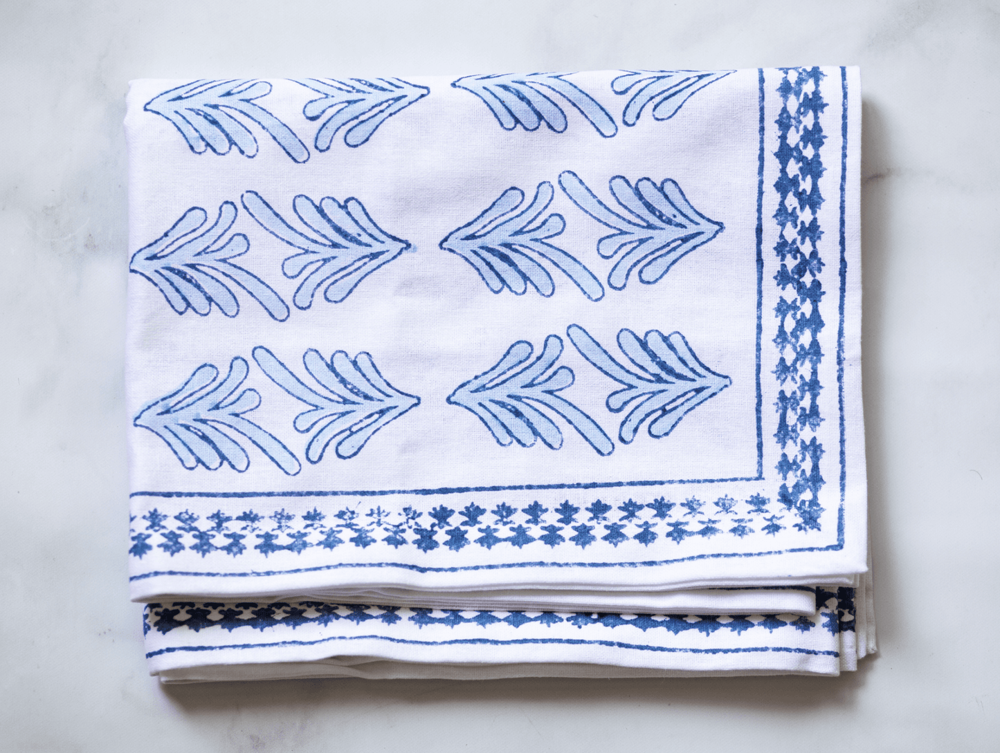Hand Block Printed Table Runner - Palmetto, Uniform Blue & Navy