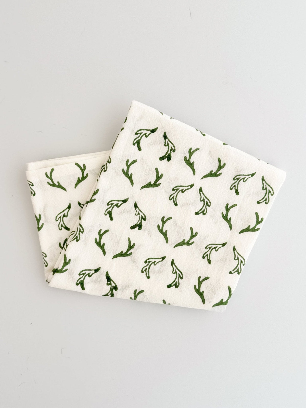 Tea Towel (Ivory) - Antlers, Sage