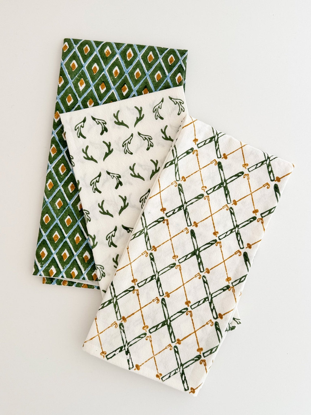 Tea Towel (Ivory) - Skis, Sage & Mustard