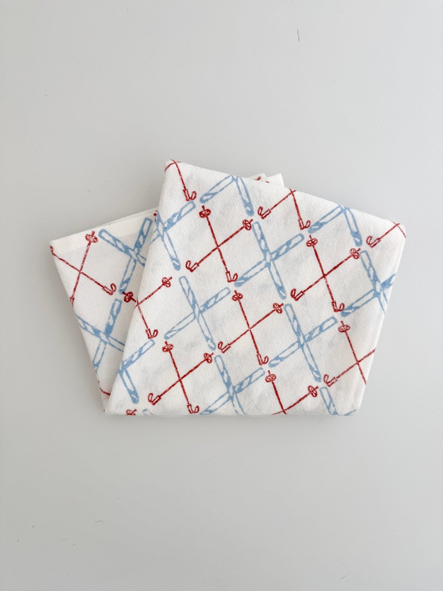 Tea Towel (Ivory) - Skis, Terracotta & Uniform Blue