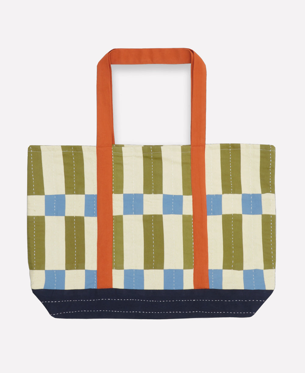 Tile Canvas Tote Bag - Bone