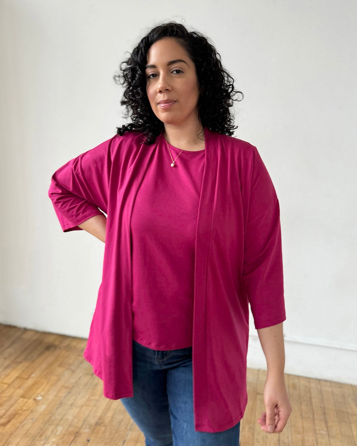 EVANA cardigan in Garnet Pink