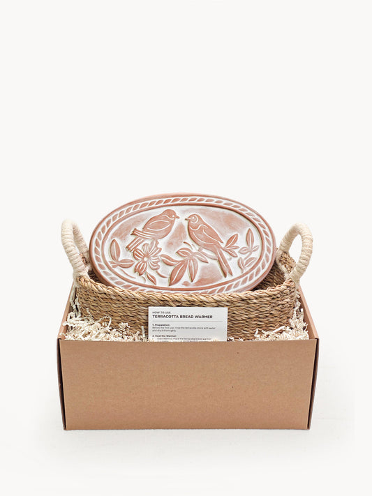 Bread Warmer & Basket - Lovebirds Oval