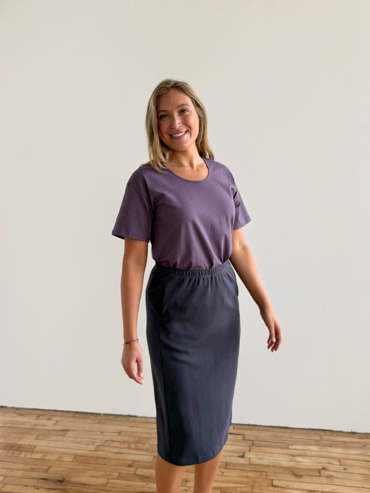 DANIELLE heavy-knit skirt in Gunmetal