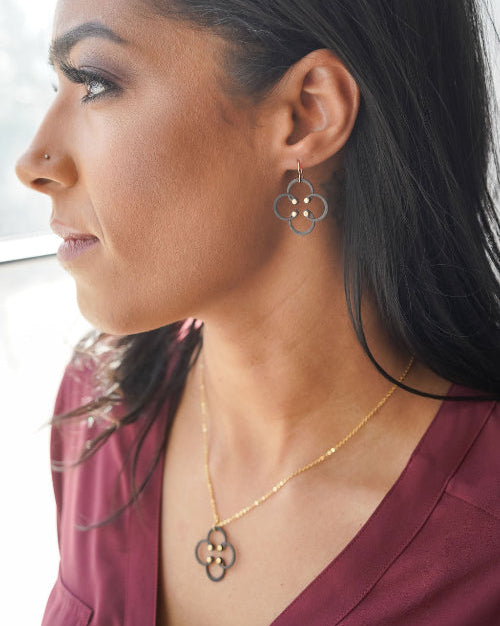 Mini Necklace | Repurposed Auto Retaining Rings & Brass Rivets | Gold Plated Chain