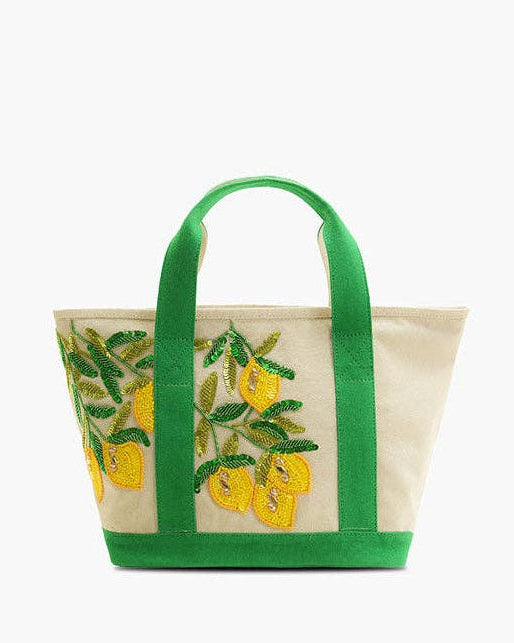 Sicilian Lemon Hand-Beaded Small Boat Tote