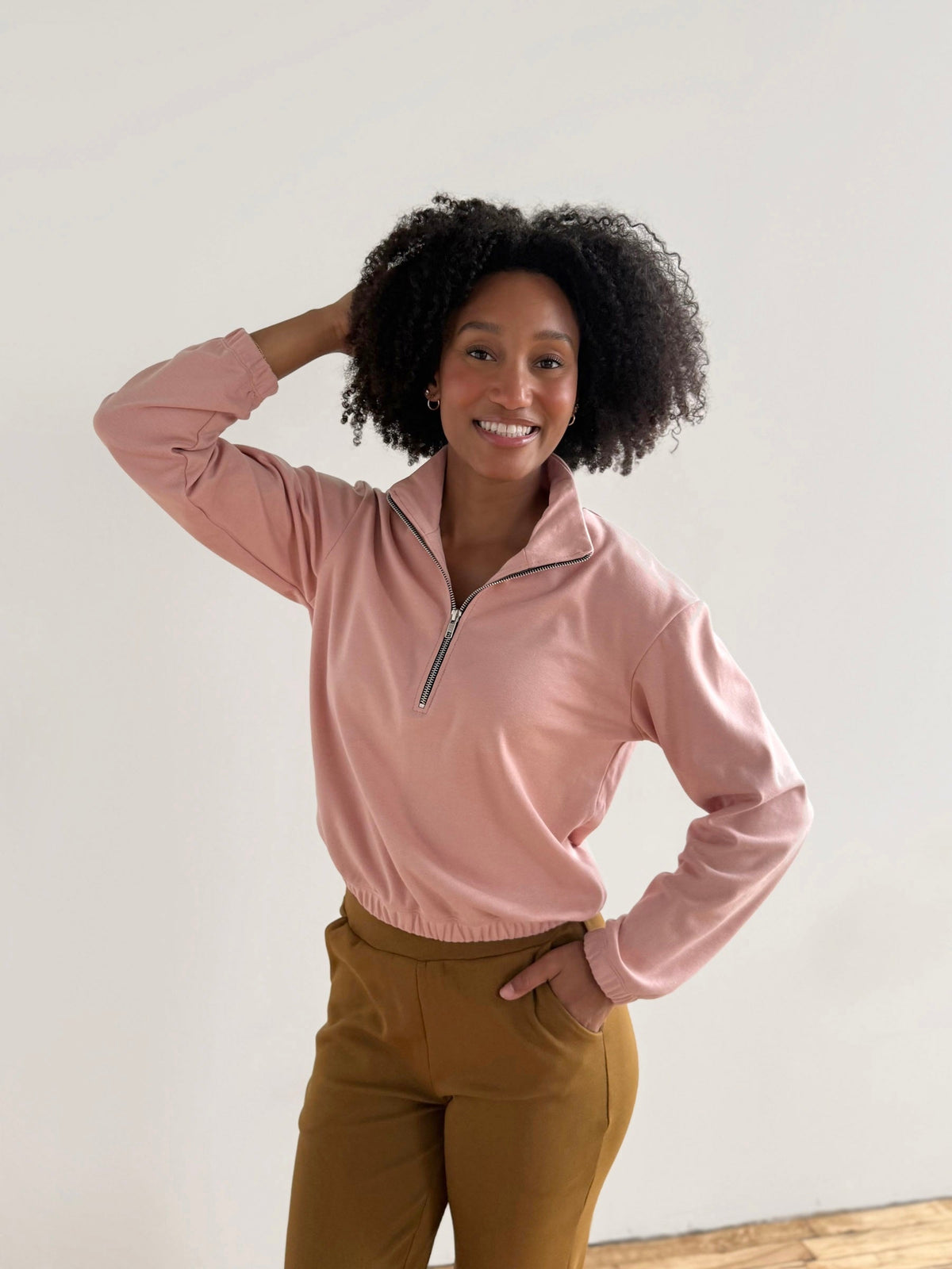 JOHANNA heavy-knit pullover in Earthy Rose