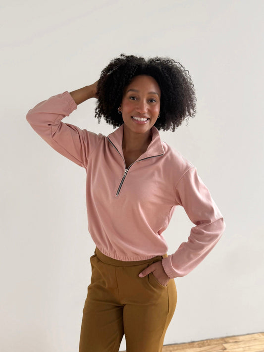 JOHANNA heavy-knit pullover in Earthy Rose