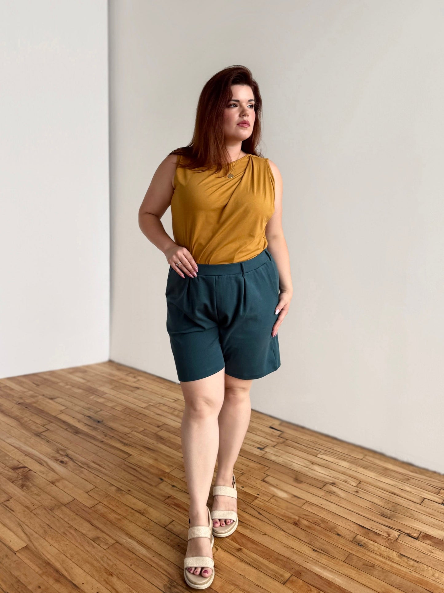 AVERIE heavy knit shorts in Deep Sea
