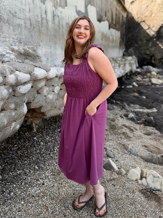 ARTESIA smocked dress in Deep Lilac