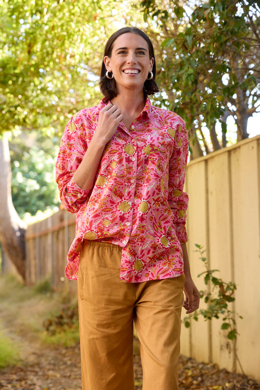 Good Boyfriend Shirt - Mira Floral Pink