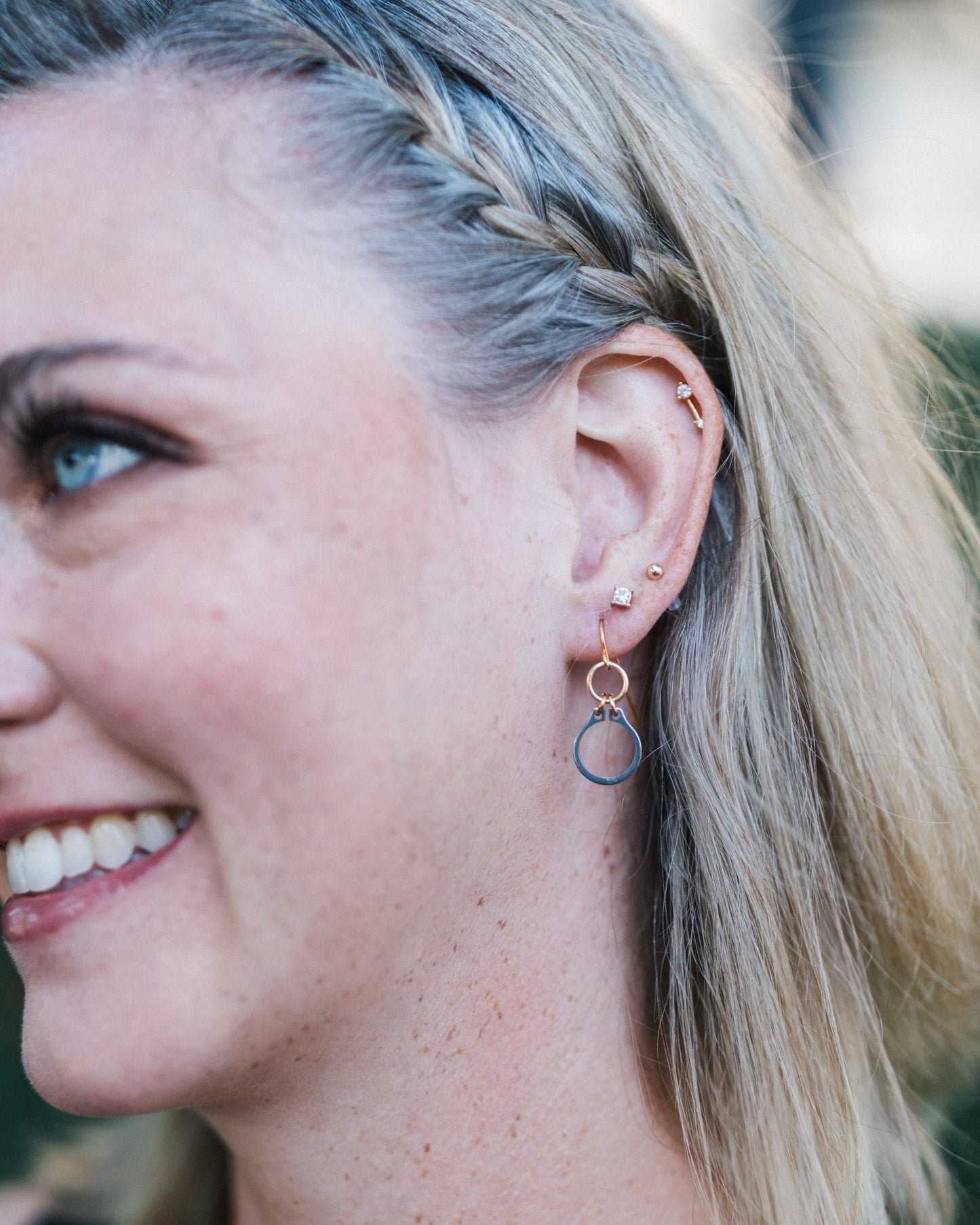 How Sweet It Is Earrings | Repurposed Stainless Steel Auto Retaining Ring | Gold Plated Ear Wire