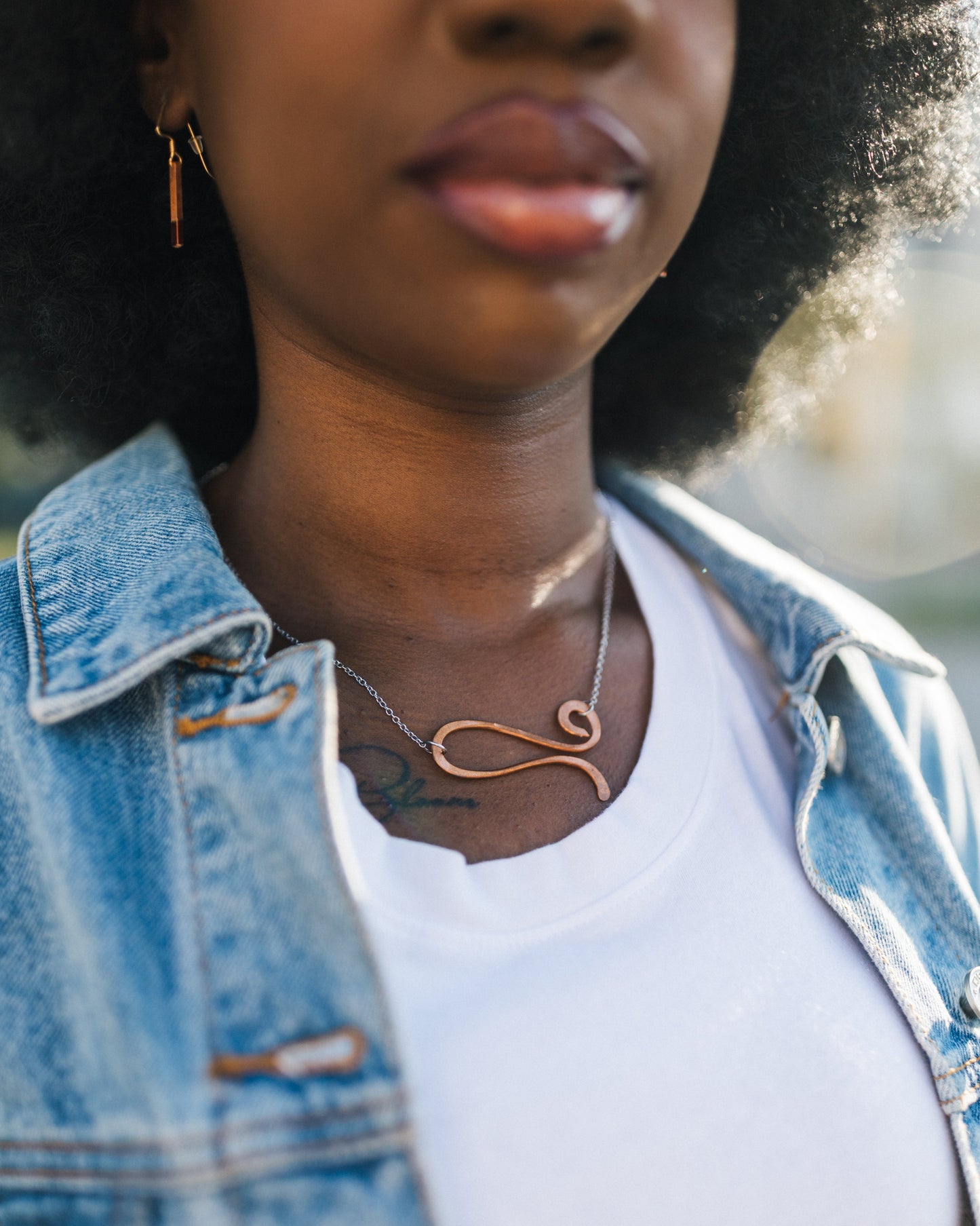 Against the Wind Necklace | Repurposed Automotive Copper | Stainless Steel Chain