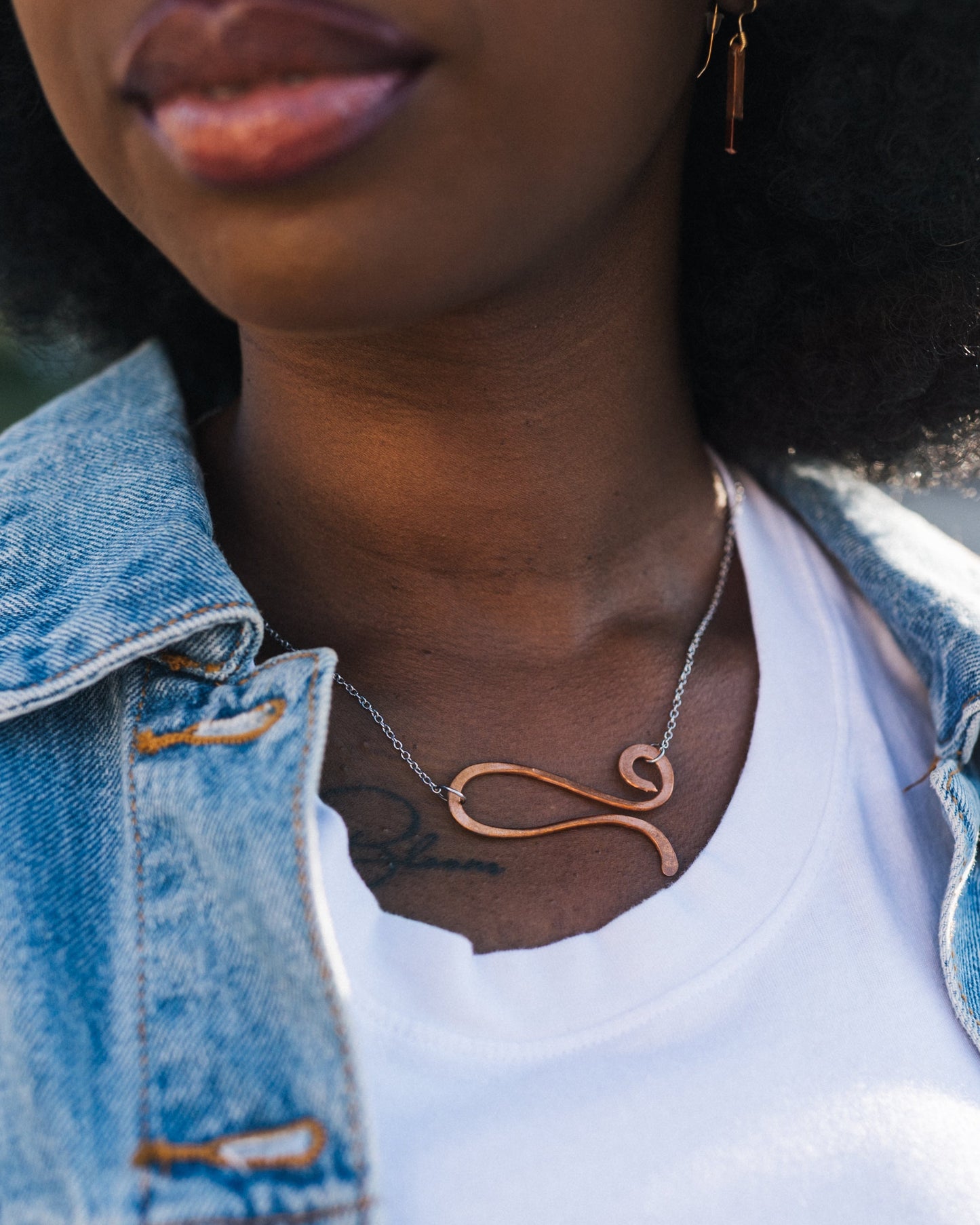 Against the Wind Necklace | Repurposed Automotive Copper | Stainless Steel Chain