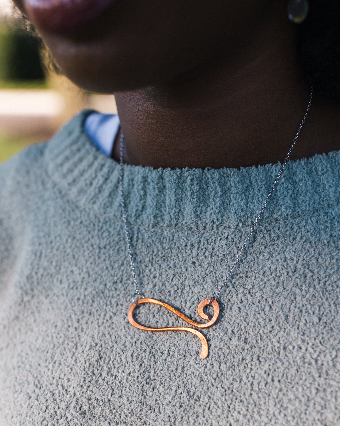 Against the Wind Necklace | Repurposed Automotive Copper | Stainless Steel Chain