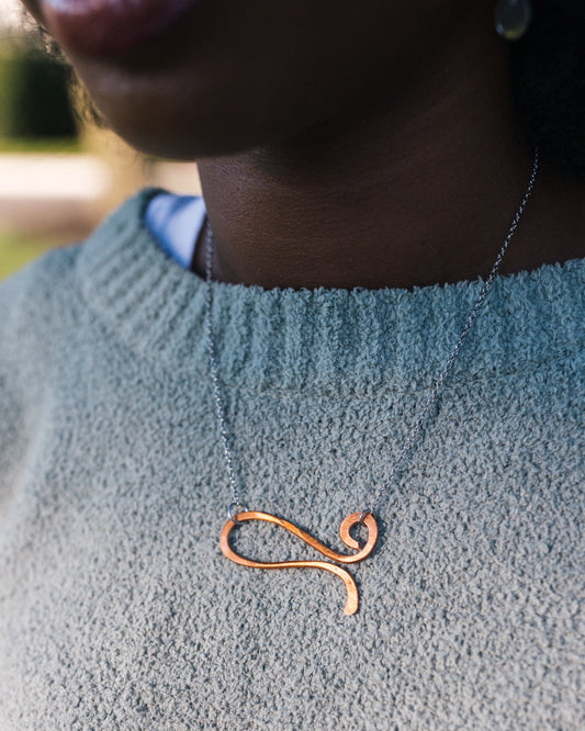 Against the Wind Necklace | Repurposed Automotive Copper | Stainless Steel Chain