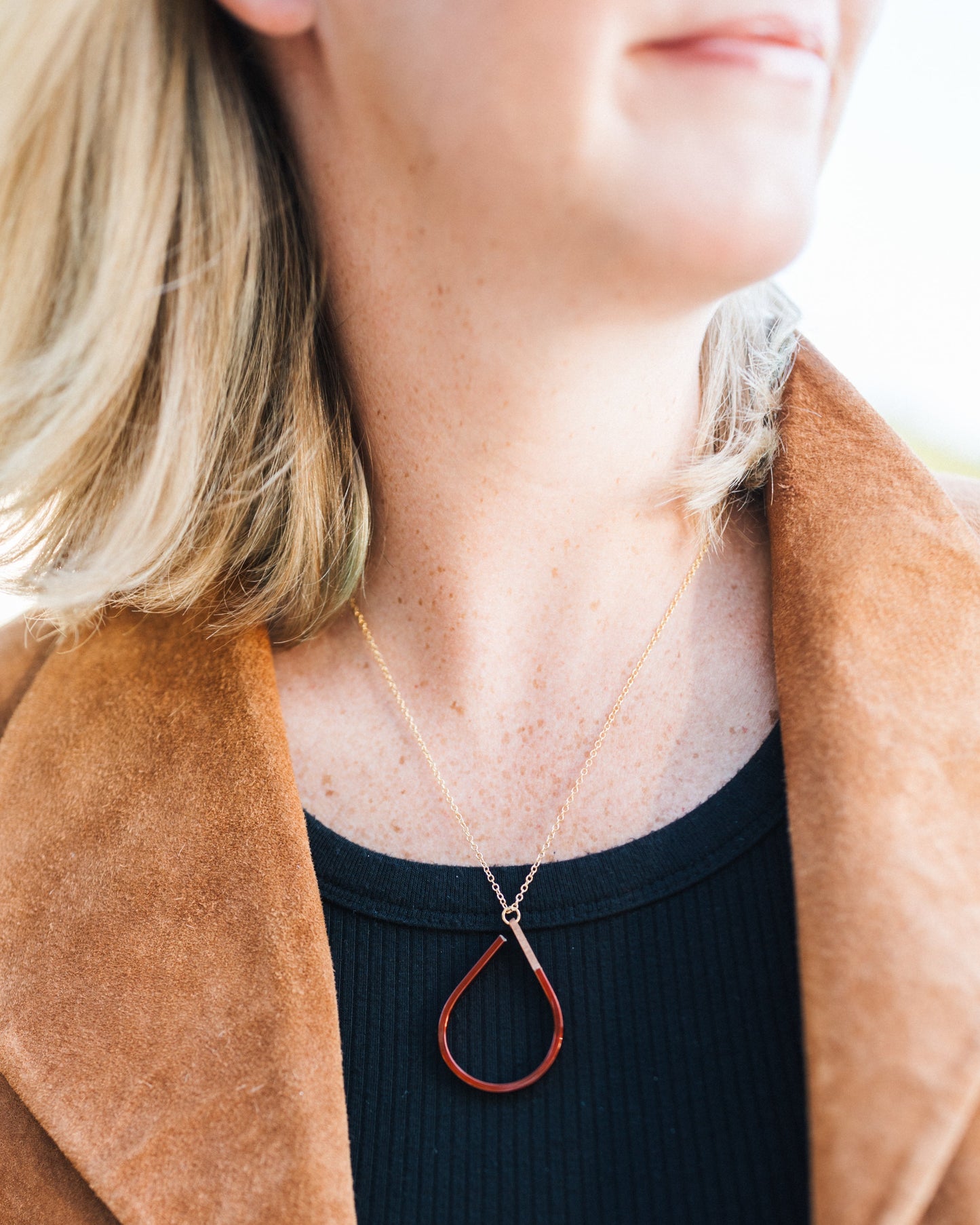 Power Within Necklace | Repurposed Copper Hairpin for Electric Vehicles | Gold Plated Chain