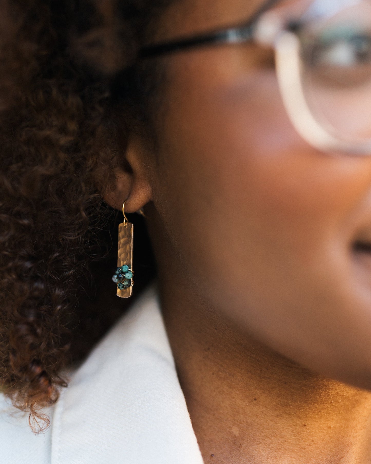 I'll Be There Earrings | Repurposed Copper Auto Brake Line | African Jasper Beads | Gold Plated Ear Wire