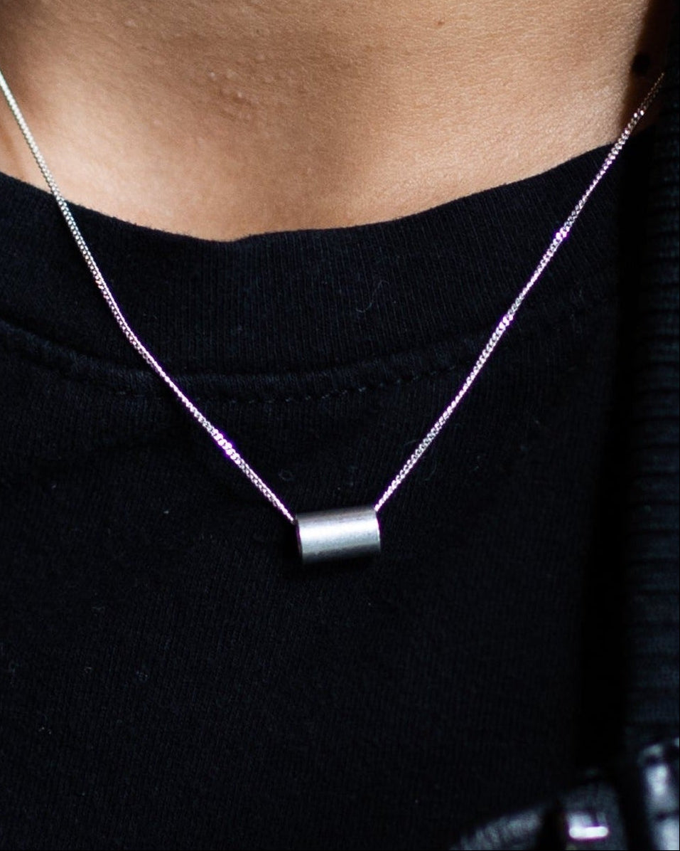 Simplify Necklace | Repurposed Tin Auto Ferrule | Sterling Silver Chain