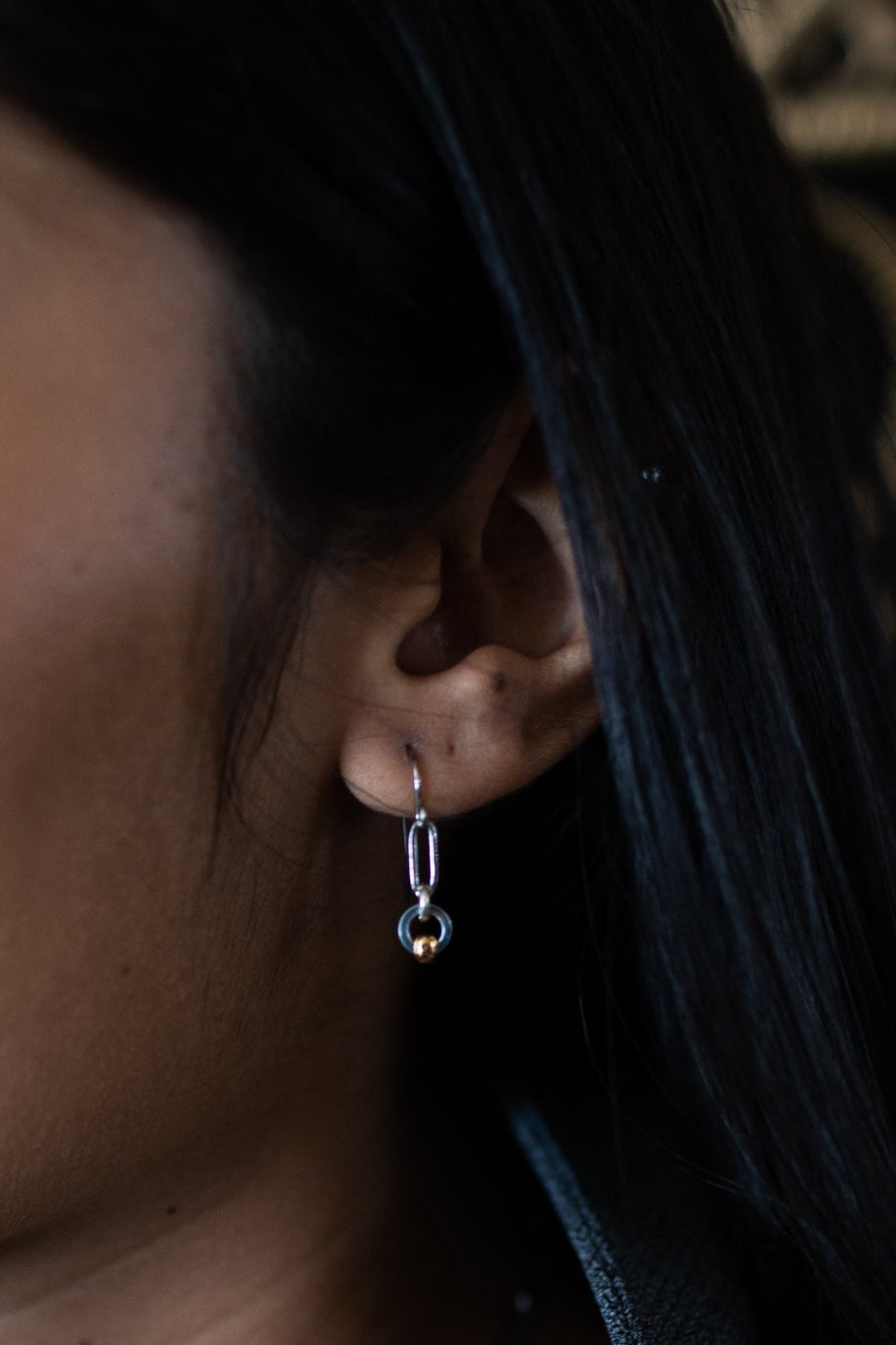 Sowing Seeds Earrings | Repurposed Auto Split Rings & Gold Plated Crimp Beads | Stainless Steel Ear Wire