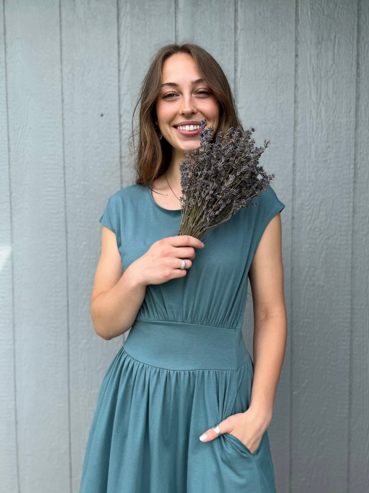 CATHERINE dress in Dark Aqua