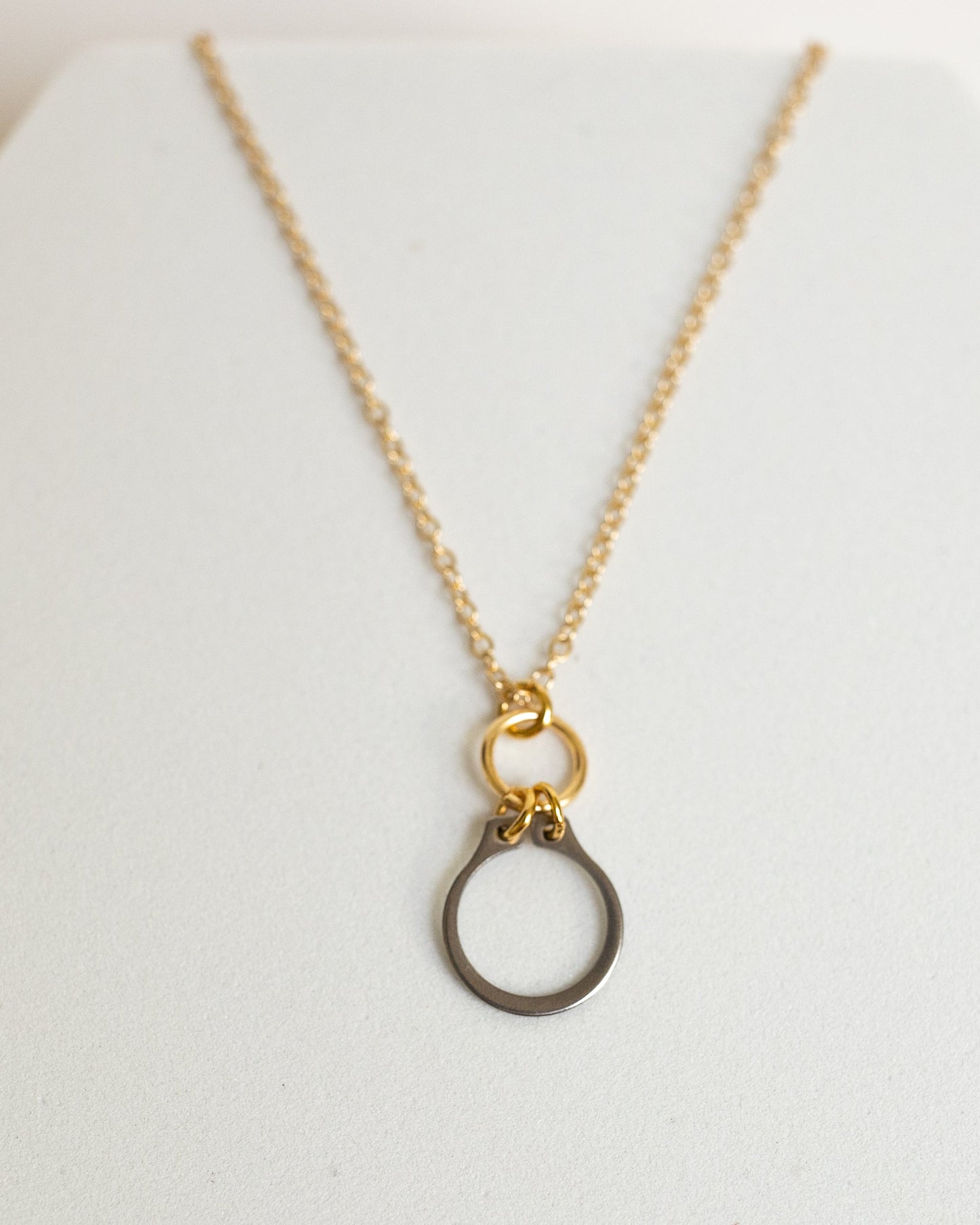 How Sweet It Is Necklace | Repurposed Steel Automotive Retaining Ring | Gold Plated Chain