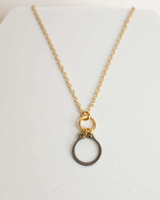 How Sweet It Is Necklace | Repurposed Steel Automotive Retaining Ring | Gold Plated Chain