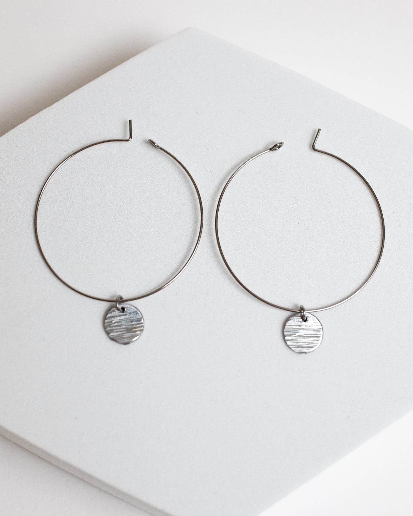 Endless Love Earrings | Repurposed Automotive Steel Parts | Surgical Steel Hoops