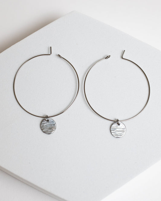 Endless Love Earrings | Repurposed Automotive Steel Parts | Surgical Steel Hoops