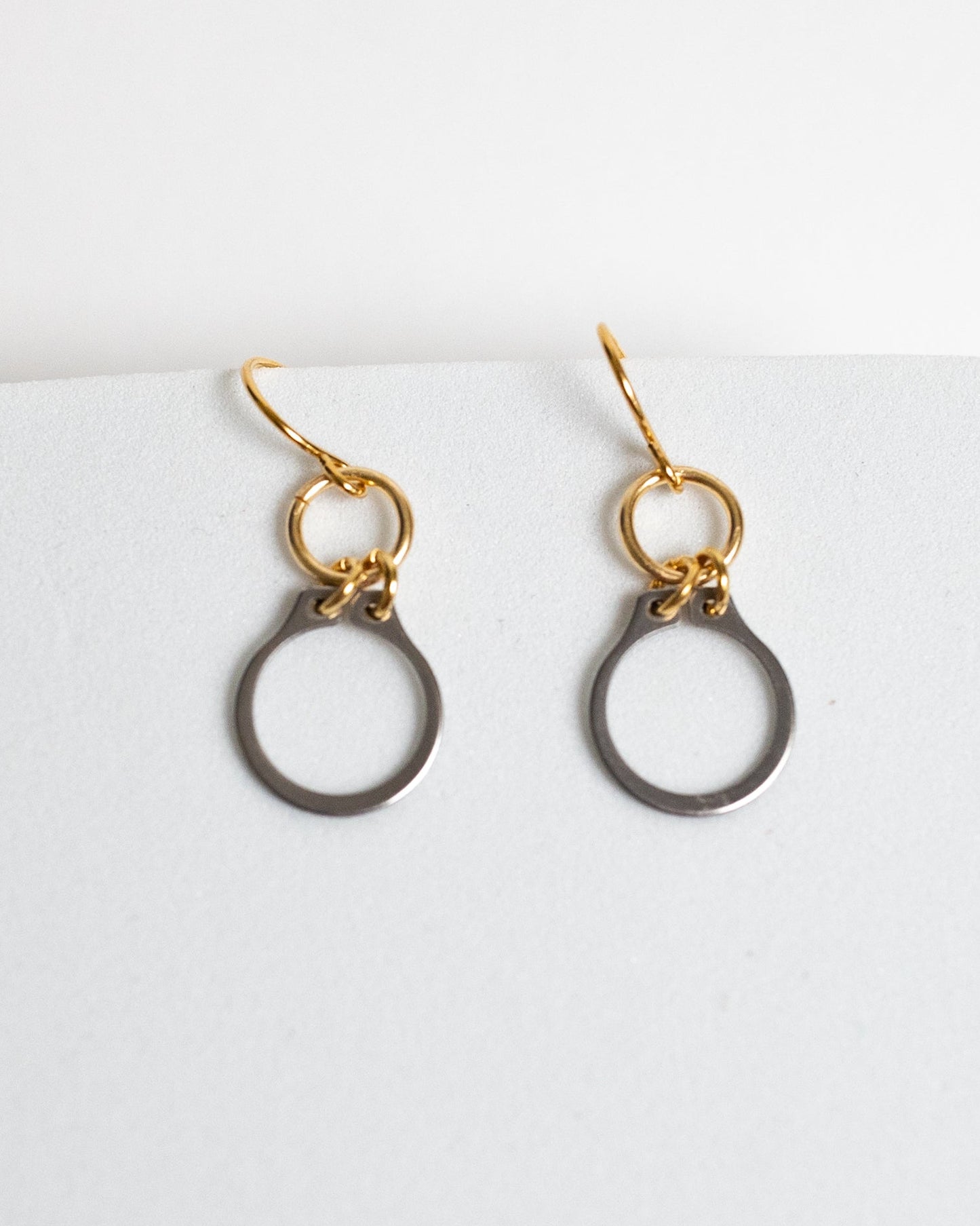 How Sweet It Is Earrings | Repurposed Stainless Steel Auto Retaining Ring | Gold Plated Ear Wire