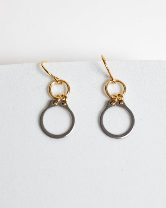 How Sweet It Is Earrings | Repurposed Stainless Steel Auto Retaining Ring | Gold Plated Ear Wire
